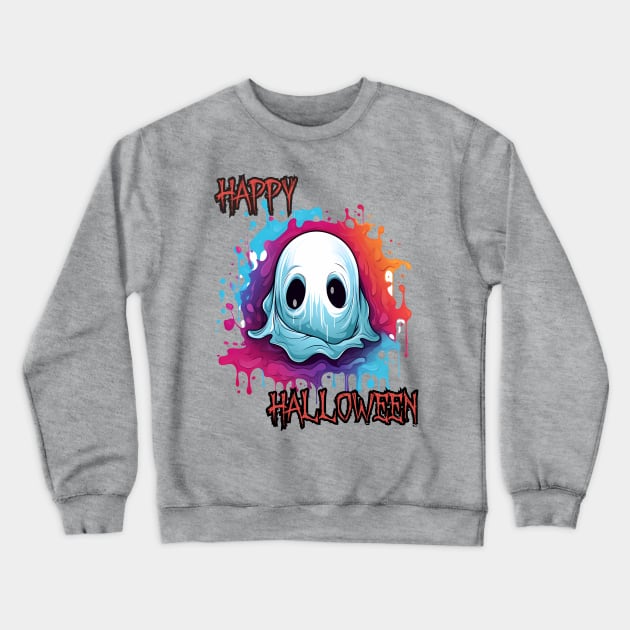 Spooky Ghost Happy Halloween Crewneck Sweatshirt by DivShot 